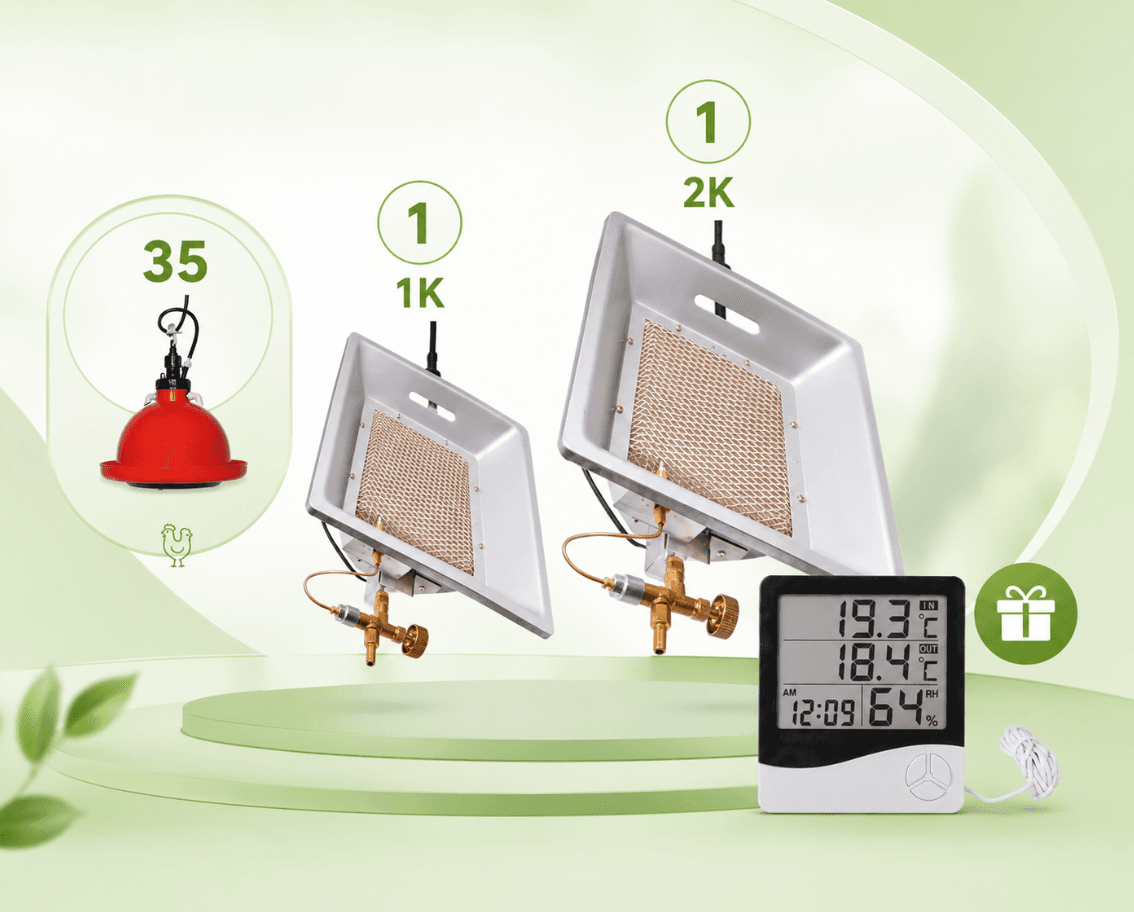 Offer Combo: 35 Indian Bell Drinkers + 1,000 Birds Gas Brooder + 2,000 Birds Gas Brooder + FREE HTC